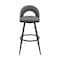 Armen Living Lottech Swivel Bar Stool in Black Metal with Gray Faux Leather 840254335387 - alternate 11